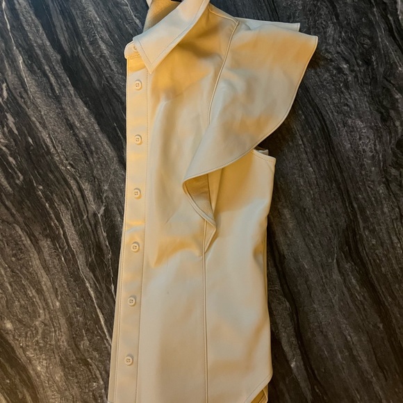 Gap Womens Vegan Leather Flutter Button Down XXS - Picture 6 of 6
